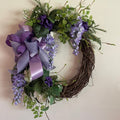 Purple Grapevine Wreath with White Cherry Blossoms