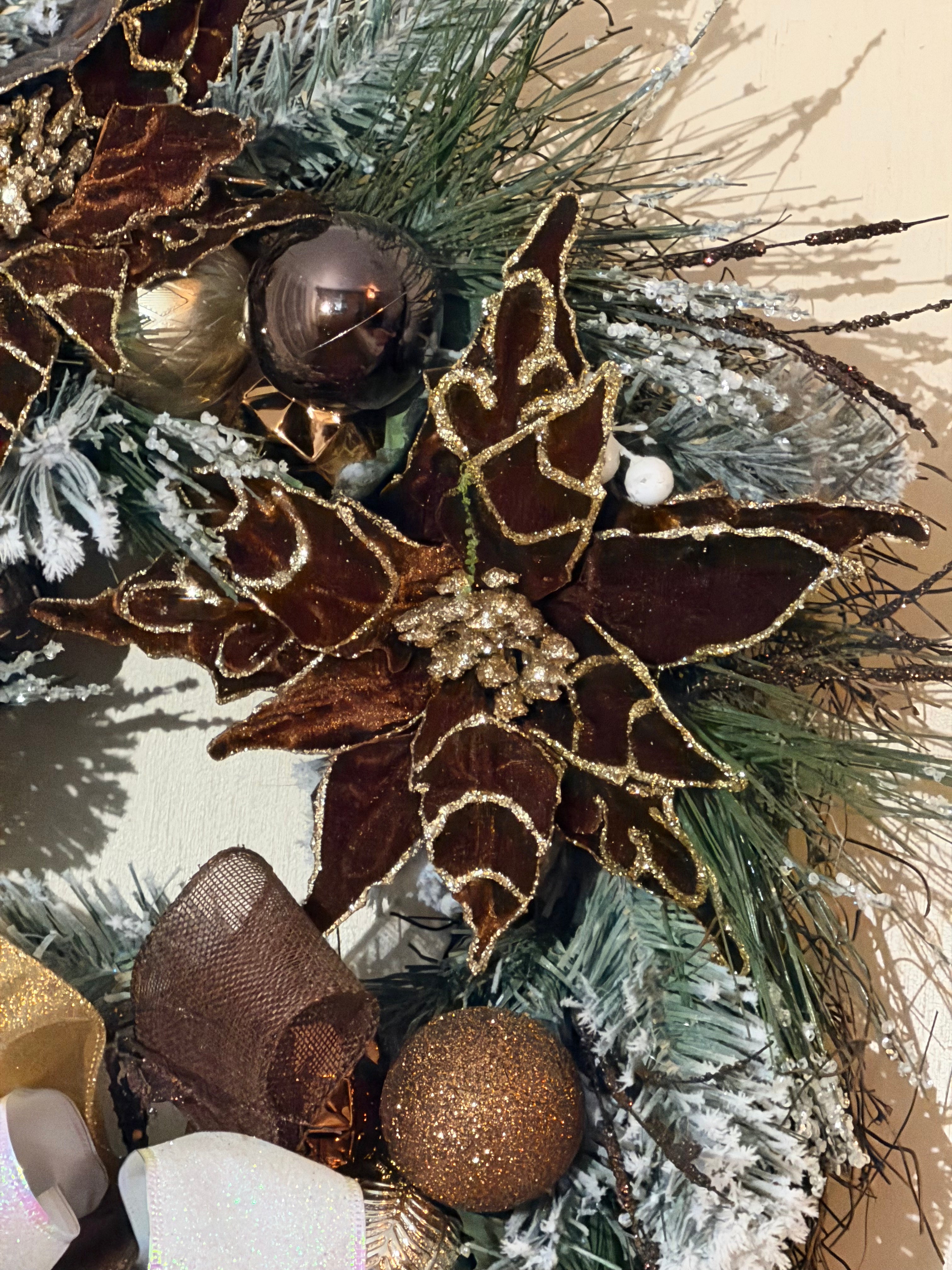 Rustic Brown & Gold Christmas Wreath